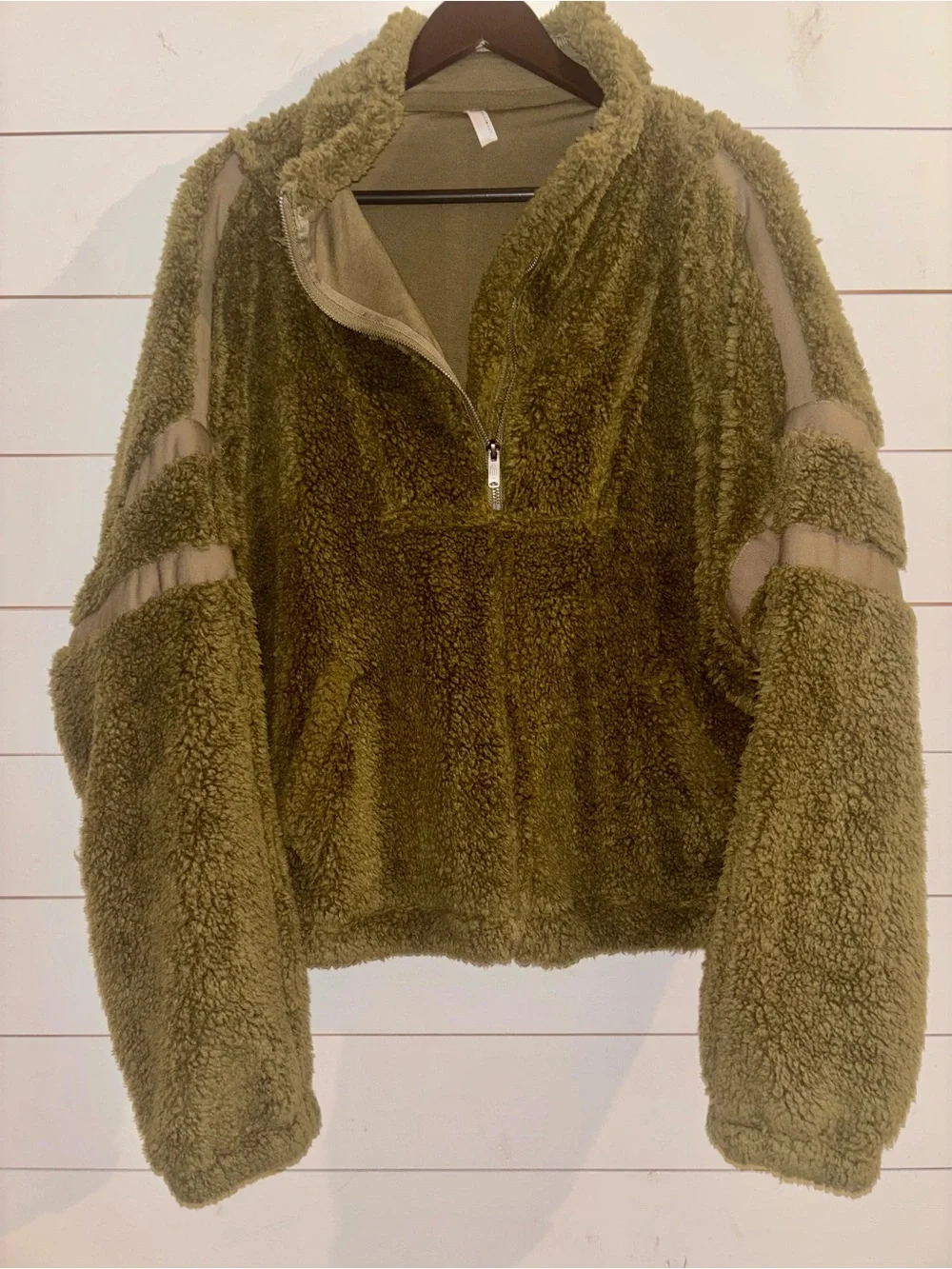 FP Movement Fall To Rise Fleece Sherpa Half-Zip Jacket Olive Green